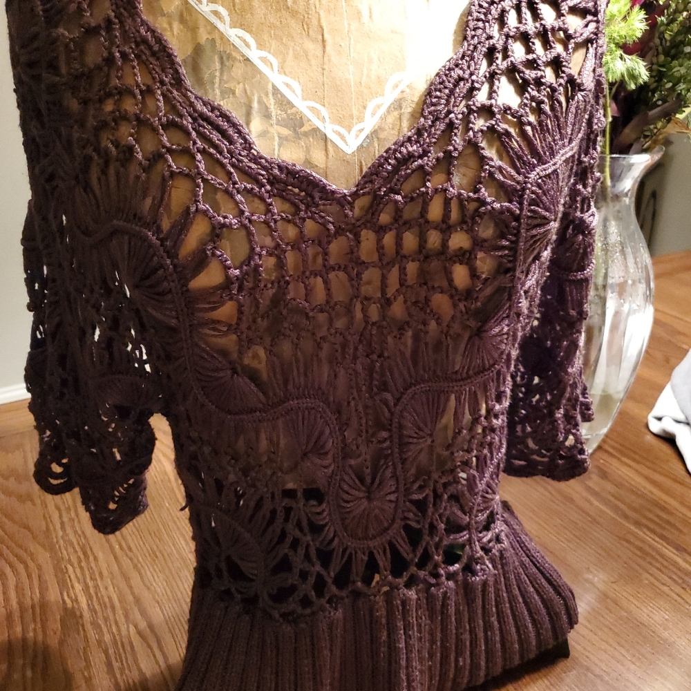 Nicole Max brown crochet to be worn over a tank ...very sexy and sophisticated